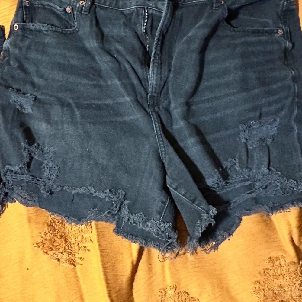 American Eagle Outfitters Blue Jean Shorts Distressed Frayed Hem